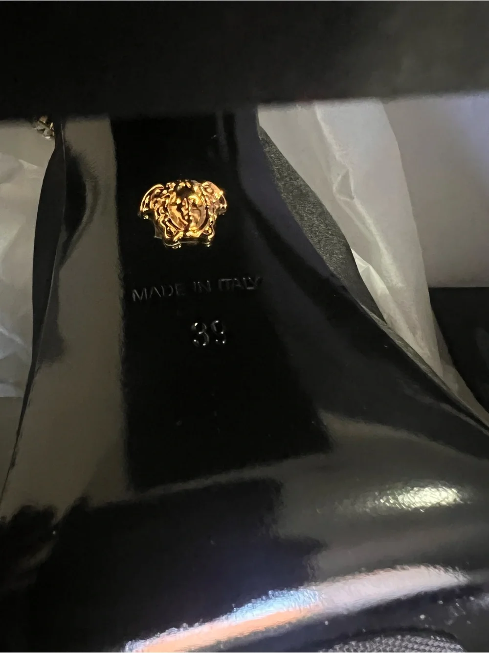 AUTHENTIC Versace Satin Crystal Embellishments D'Orsay Pumps 120mm size 39